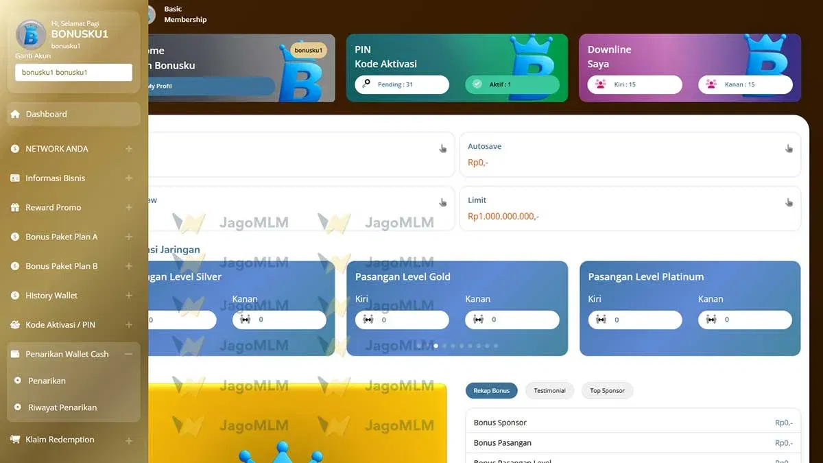 Jasa website MLM bonsu oke mantaba